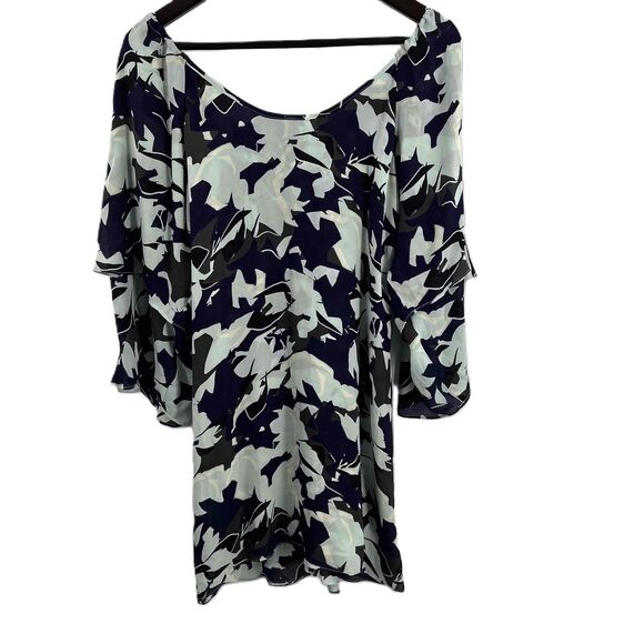 Parker Blue‎ White Floral Print Off Shoulder Silk Dress Womens Extra Small - Picture 4 of 6